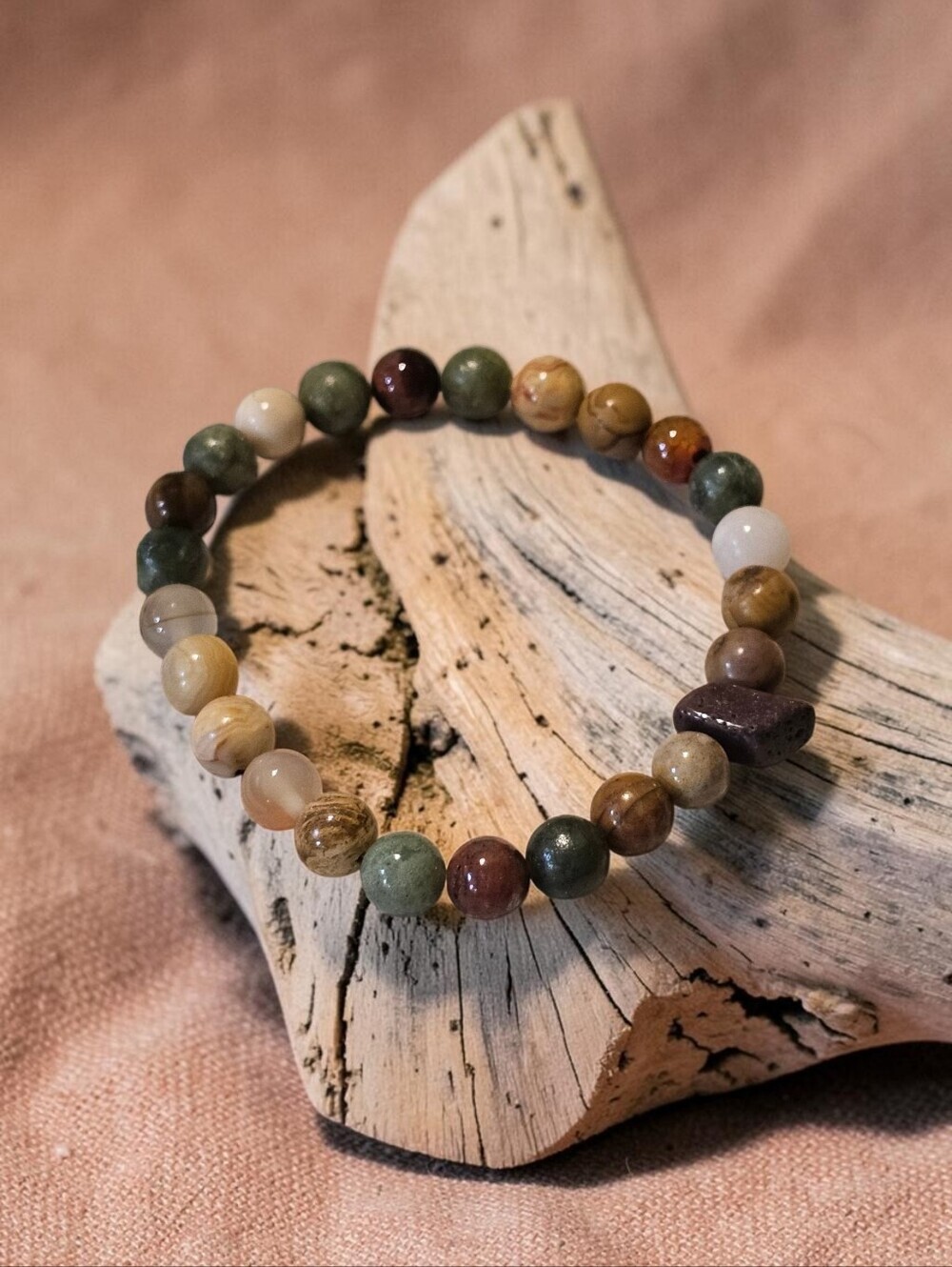 Earth Tone Grounding Stone Beaded Bracelet - Women Jewelry